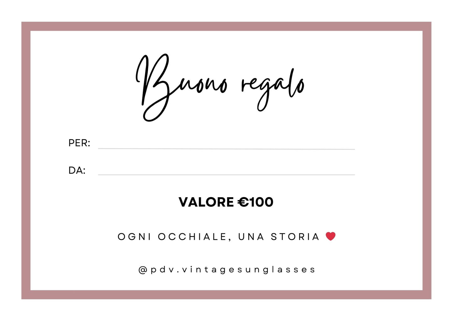 Occhiale da sole GIFT CARD - Buono regalo! - Vintage Sunglasses Punti di Vista