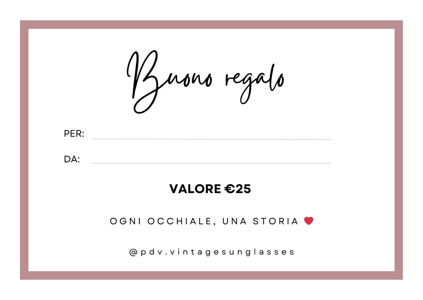 Occhiale da sole GIFT CARD - Buono regalo! - Vintage Sunglasses Punti di Vista